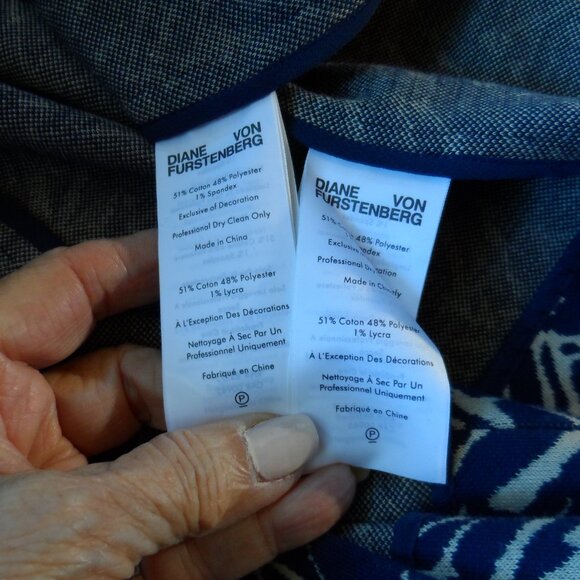 New Diane Von Furstenberg Blue/Beige Print Knit Skirt & Coat Suit Size 00 - Picture 16 of 16